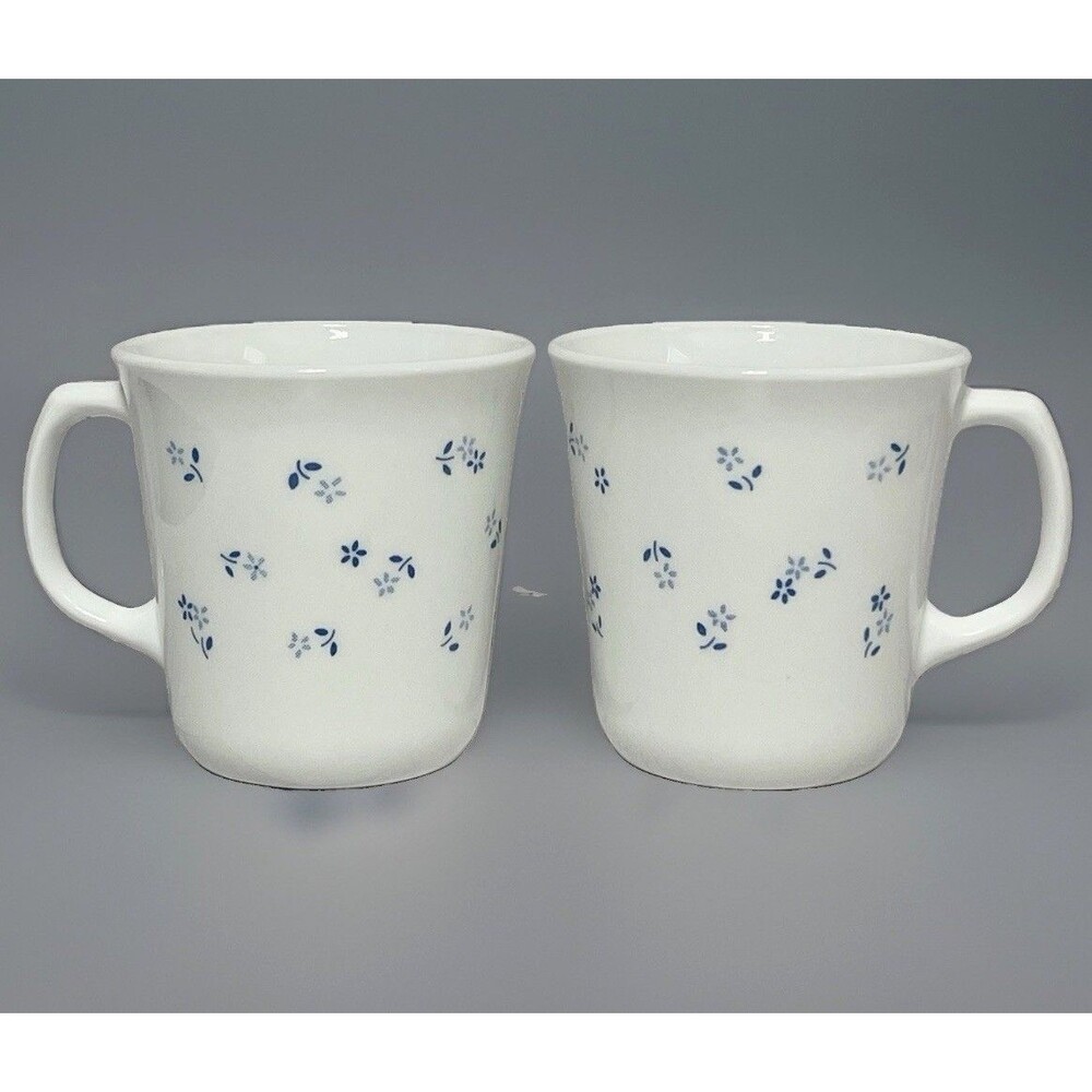 *SET OF 2* Vintage PROVINCIAL BLUE Corning Ware Blue Flowers Coffee/Tea/Cocoa